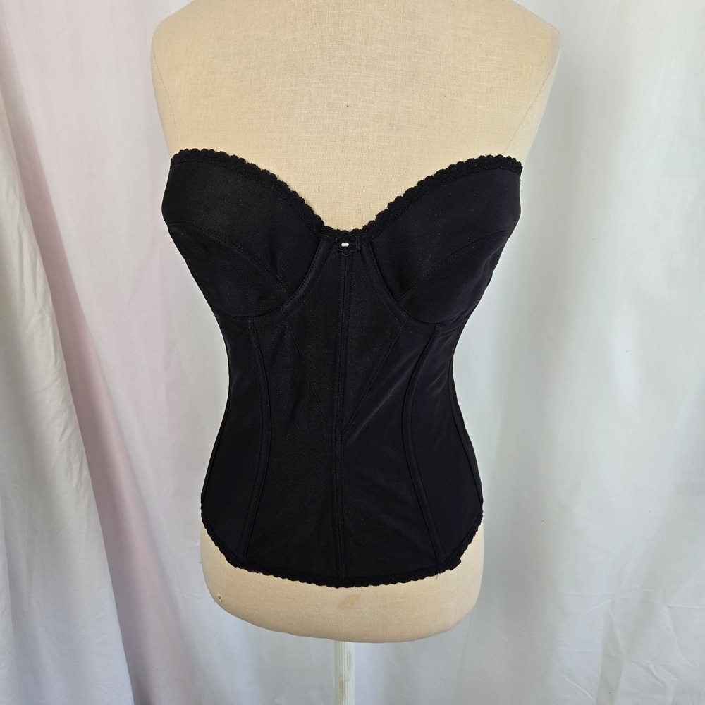 Carnival Size 38B Full Figure Satin Torselette Bustier Bra Black 424 Strapless